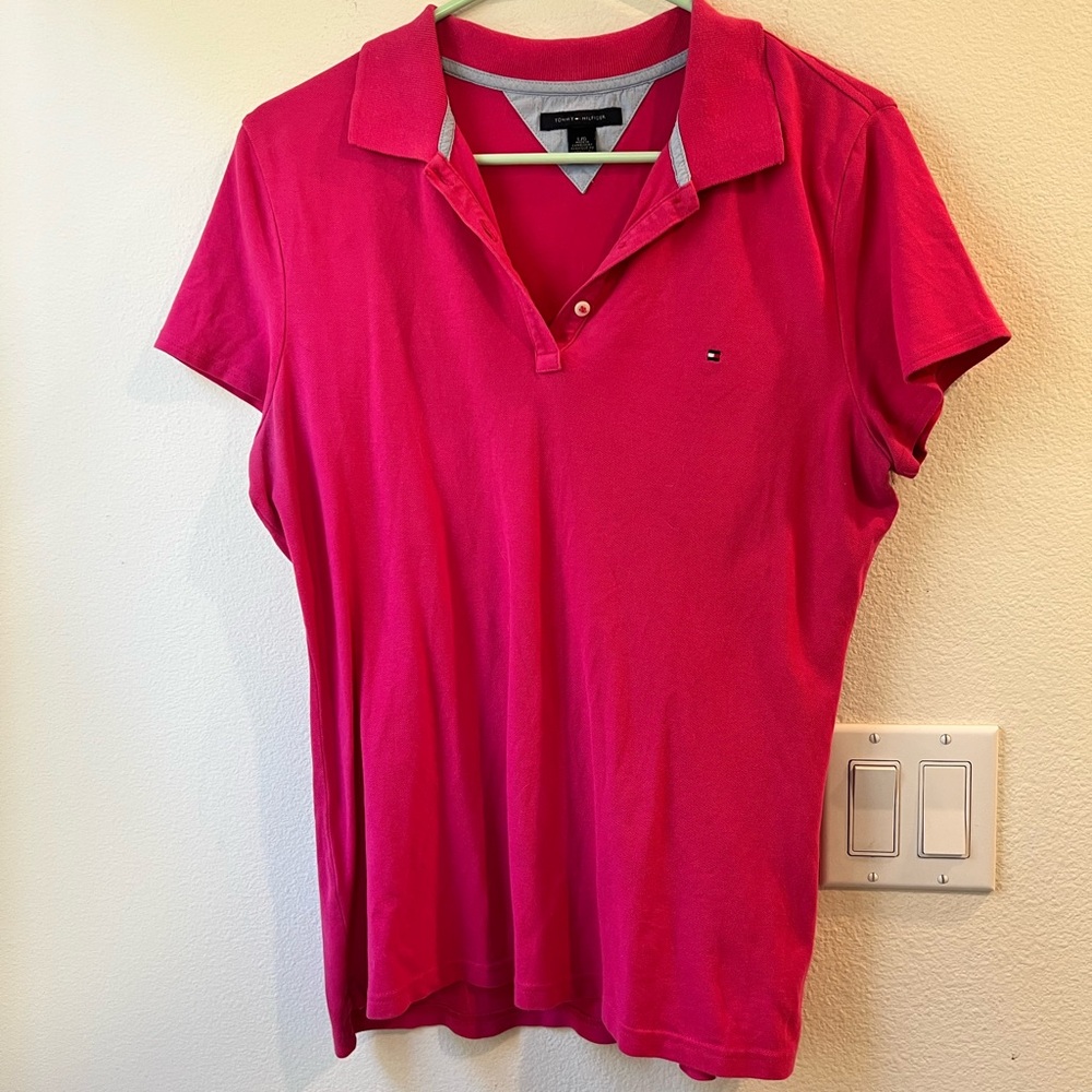 pink Tommy Hilfiger pique polo